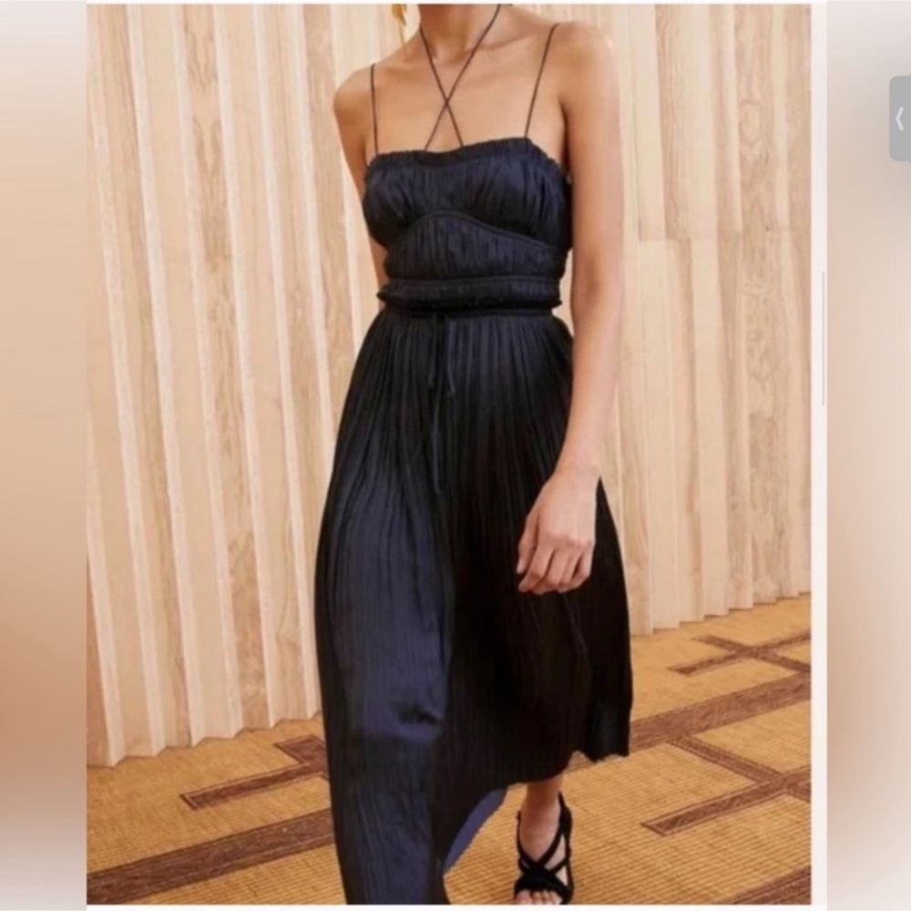 ULLA JOHNSON neveah midi dress in navy Sz 2
